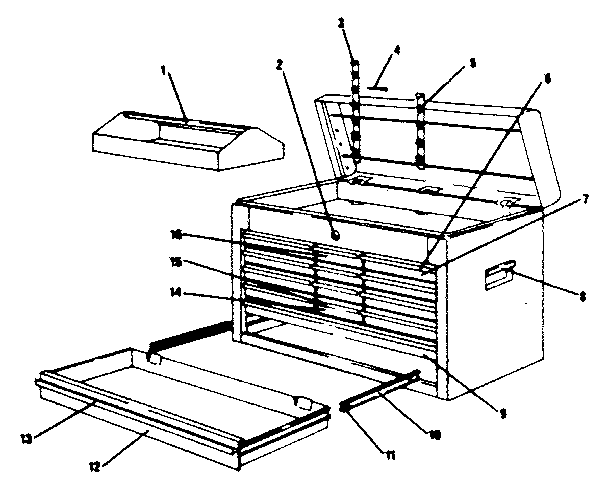 Unit Parts Diagram and Parts List for 706653720  Craftsman Tool Stand & Cart