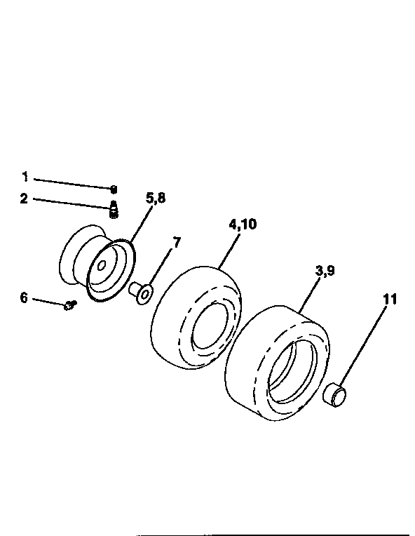 Wheels And Tires Diagram and Parts List for 917252502  Craftsman Lawn Tractor