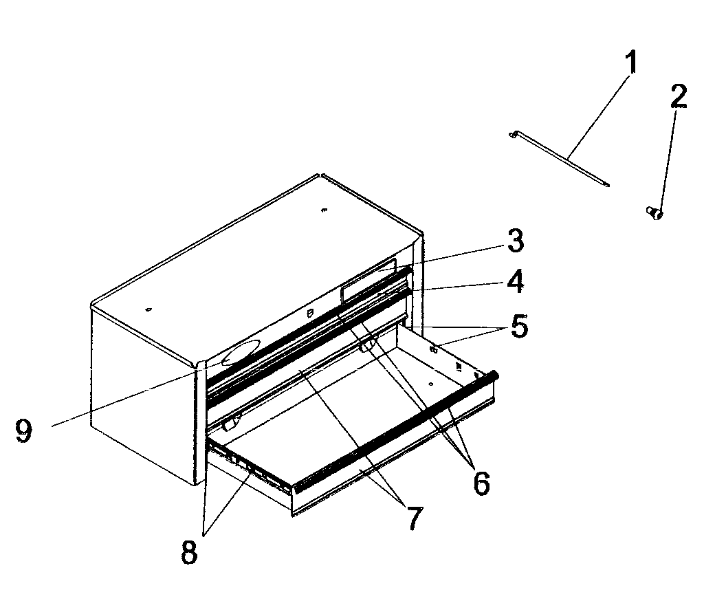 Drawer Diagram and Parts List for 706877330  Craftsman Tool Stand & Cart