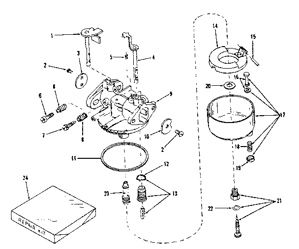Carburetor Diagram and Parts List for 14366501  Craftsman Engine