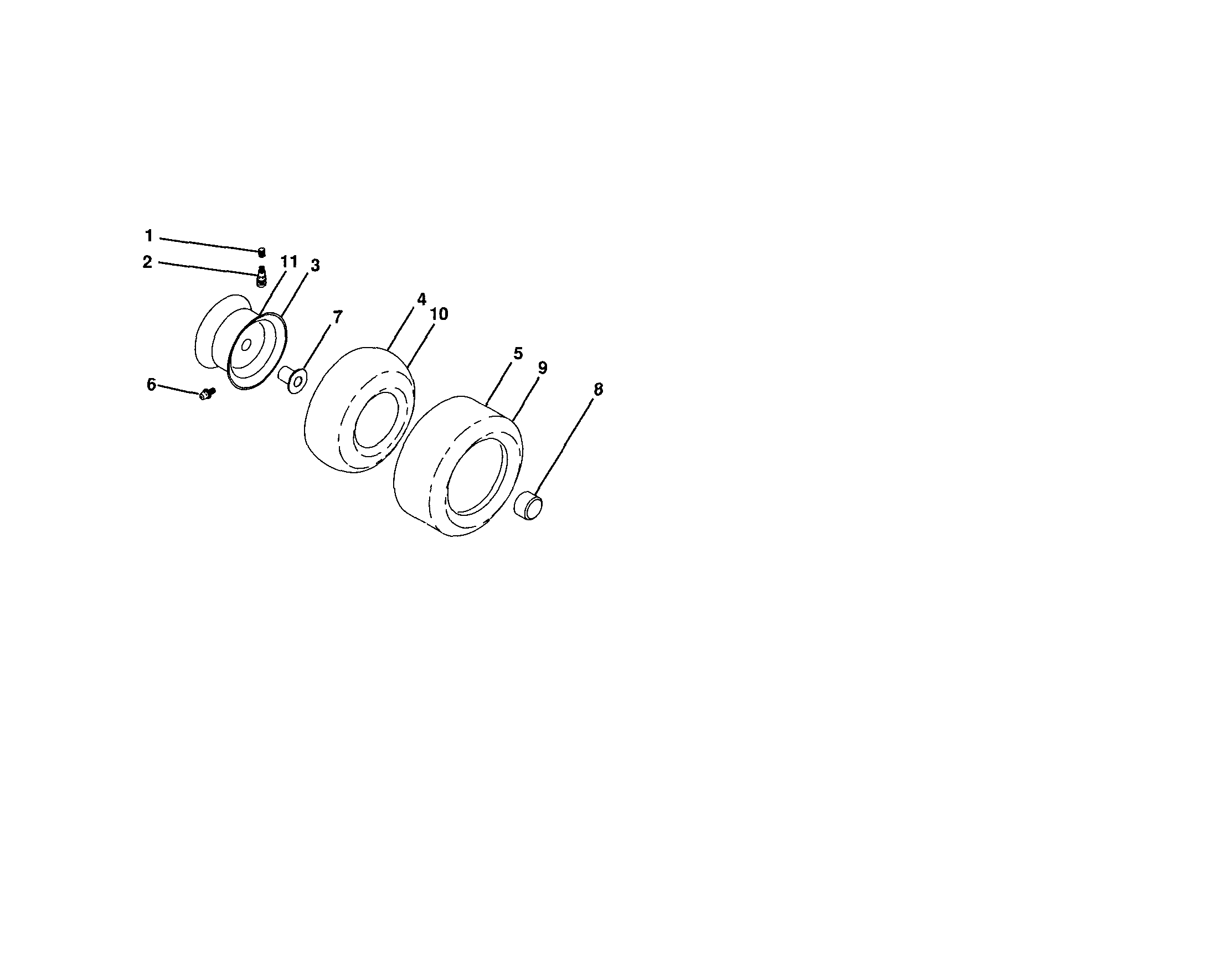 Wheels And Tires Diagram and Parts List for 917288342  Craftsman Lawn Tractor