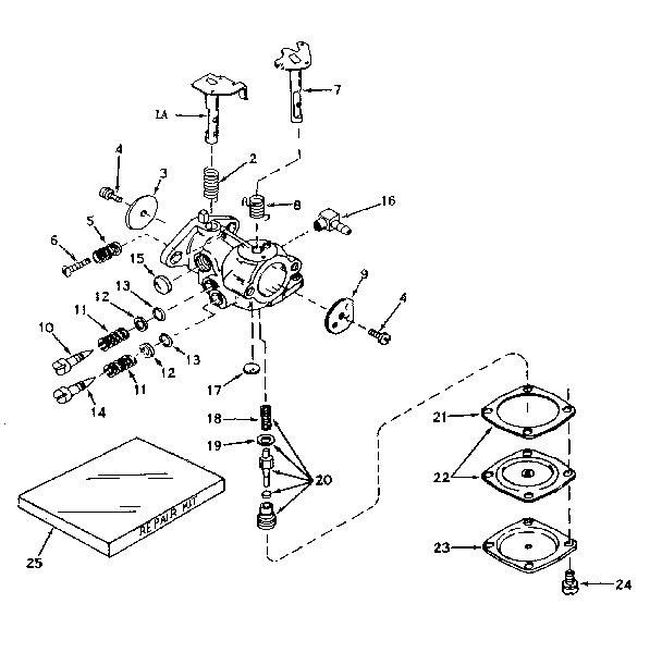 Carburetor No. 630986 Diagram and Parts List for 143171072  Craftsman Engine