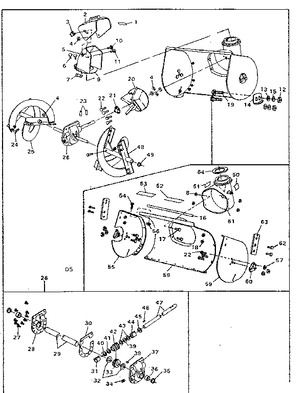 Auger Housing Assembly Diagram and Parts List for 536884600  Craftsman Snow Blower