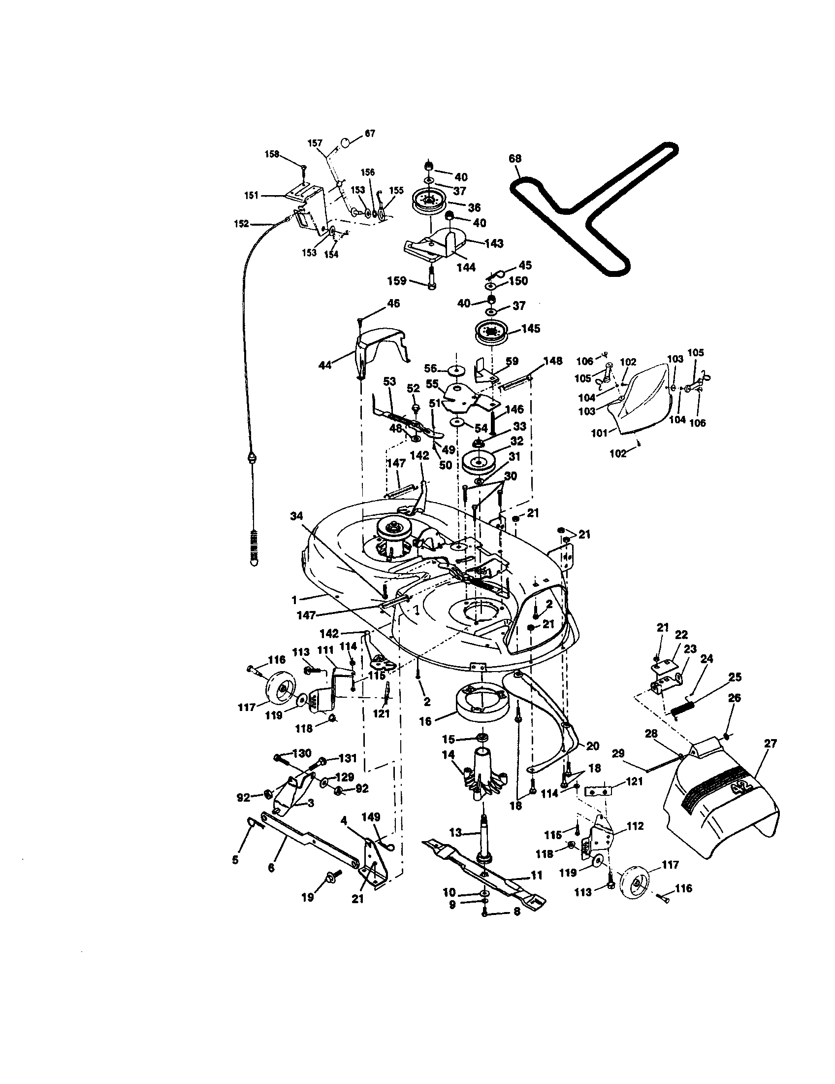 Mower Deck Diagram and Parts List for 917271065  Craftsman Lawn Tractor