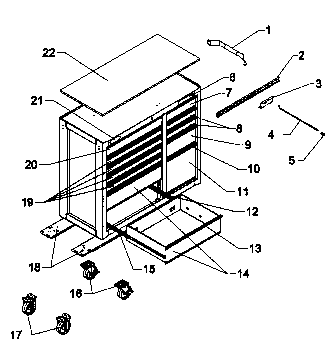 Cabinet Parts Diagram and Parts List for 706619610  Craftsman Tool Stand & Cart