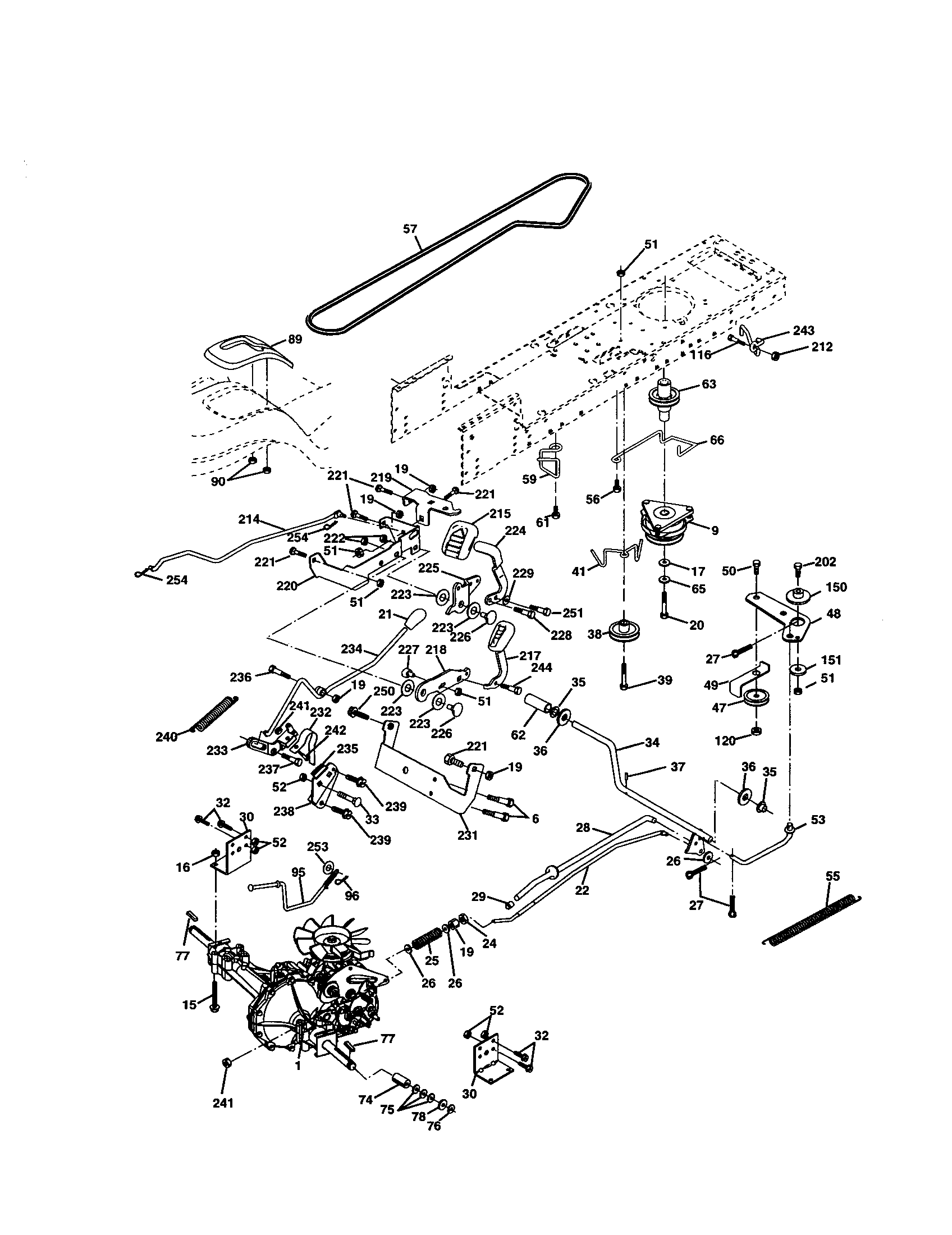 Drive Diagram and Parts List for 917277370  Craftsman Lawn Tractor