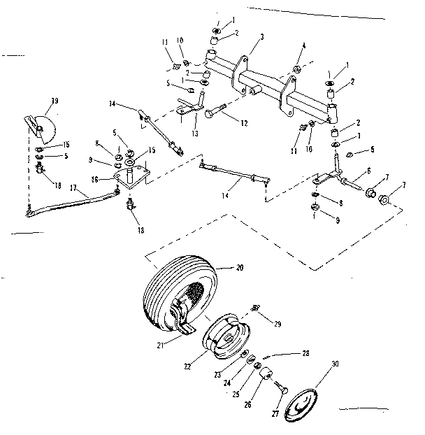 Front Axle Assembly Diagram and Parts List for 91725510B  Craftsman Lawn Tractor