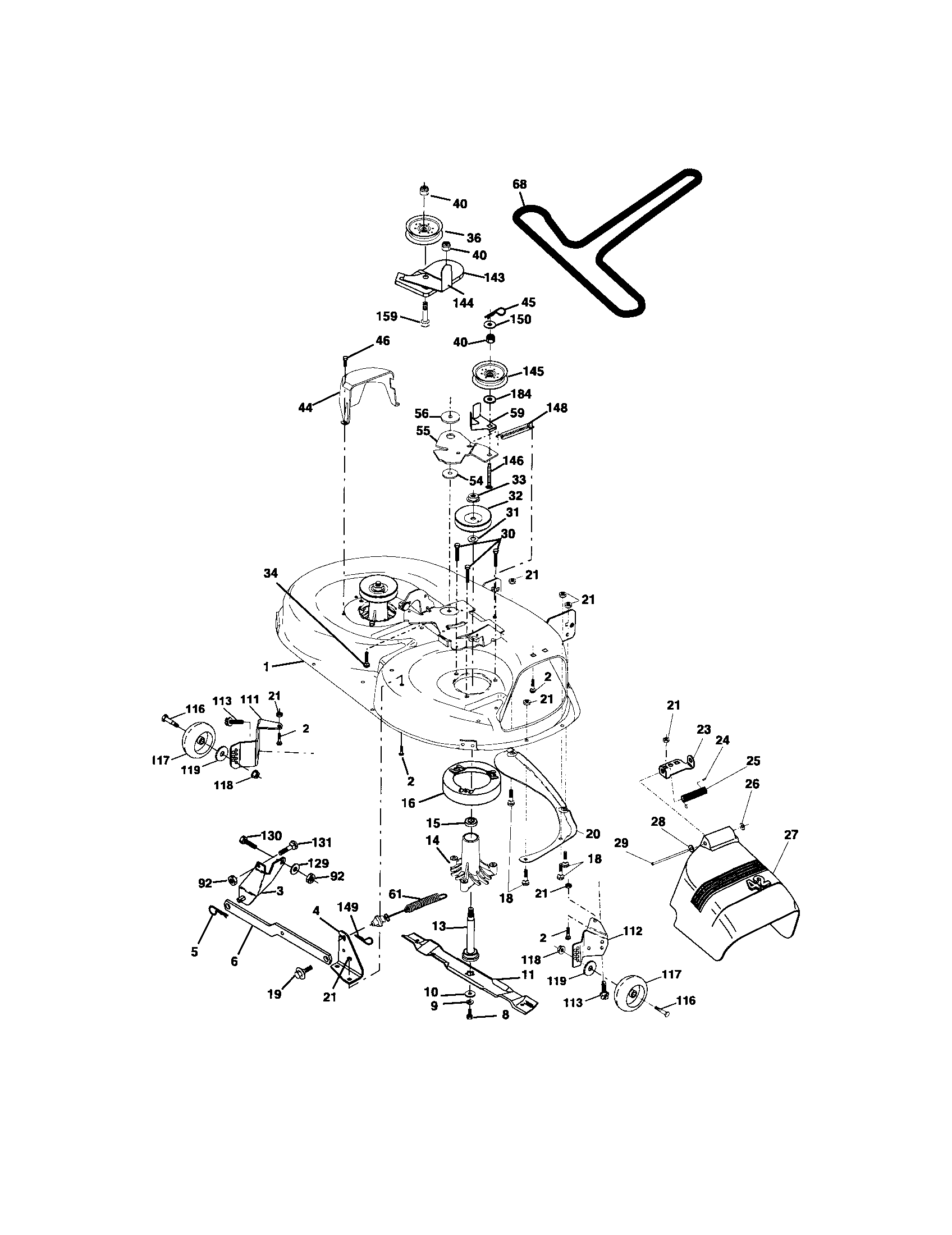 Mower Deck Diagram and Parts List for 917275631  Craftsman Lawn Tractor