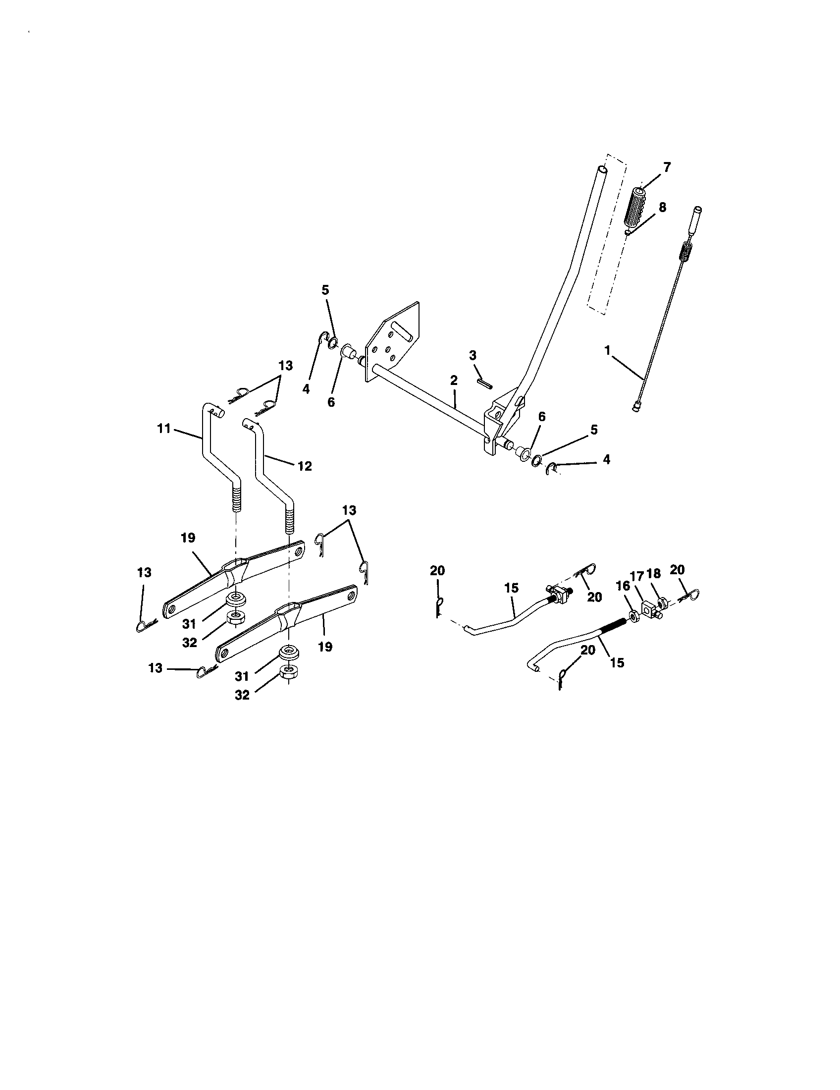 Lift Assembly Diagram and Parts List for 917274762  Craftsman Lawn Tractor