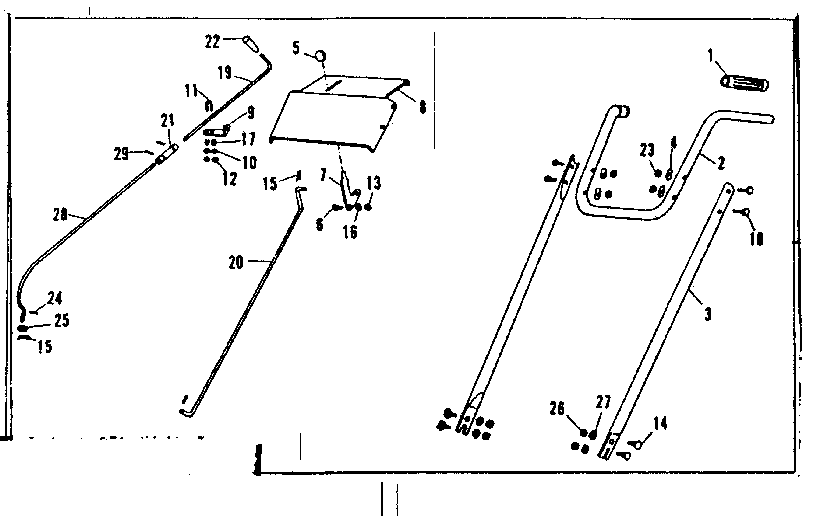 Handle Assembly Diagram and Parts List for 53682540  Craftsman Snow Blower