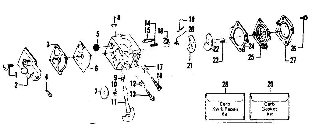 Carburetor Assembly #35183 Diagram and Parts List for 358798120  Craftsman Trimmer