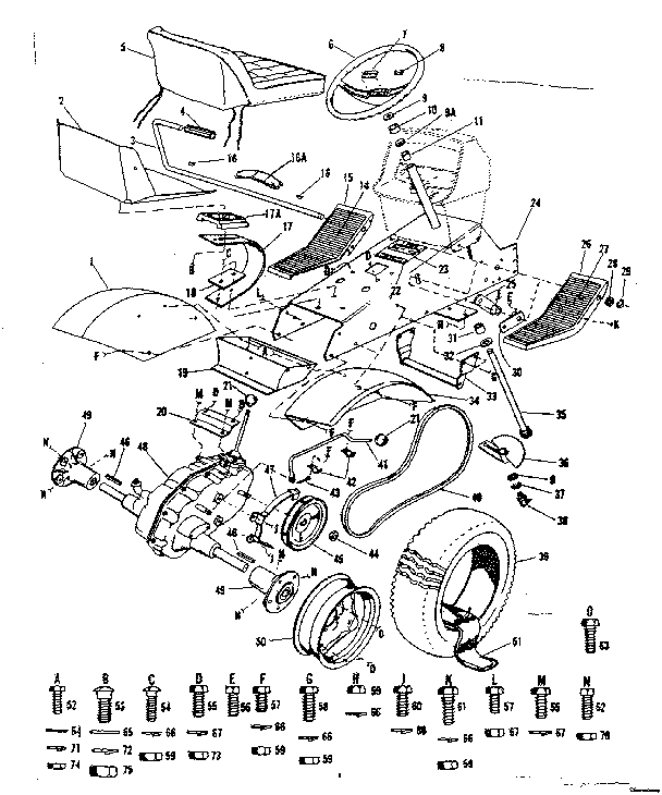 Steering Assembly Diagram and Parts List for 91725550  Craftsman Lawn Tractor