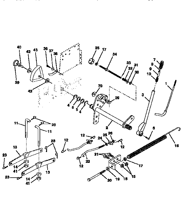 Lift Assembly Diagram and Parts List for 917251370  Craftsman Lawn Tractor