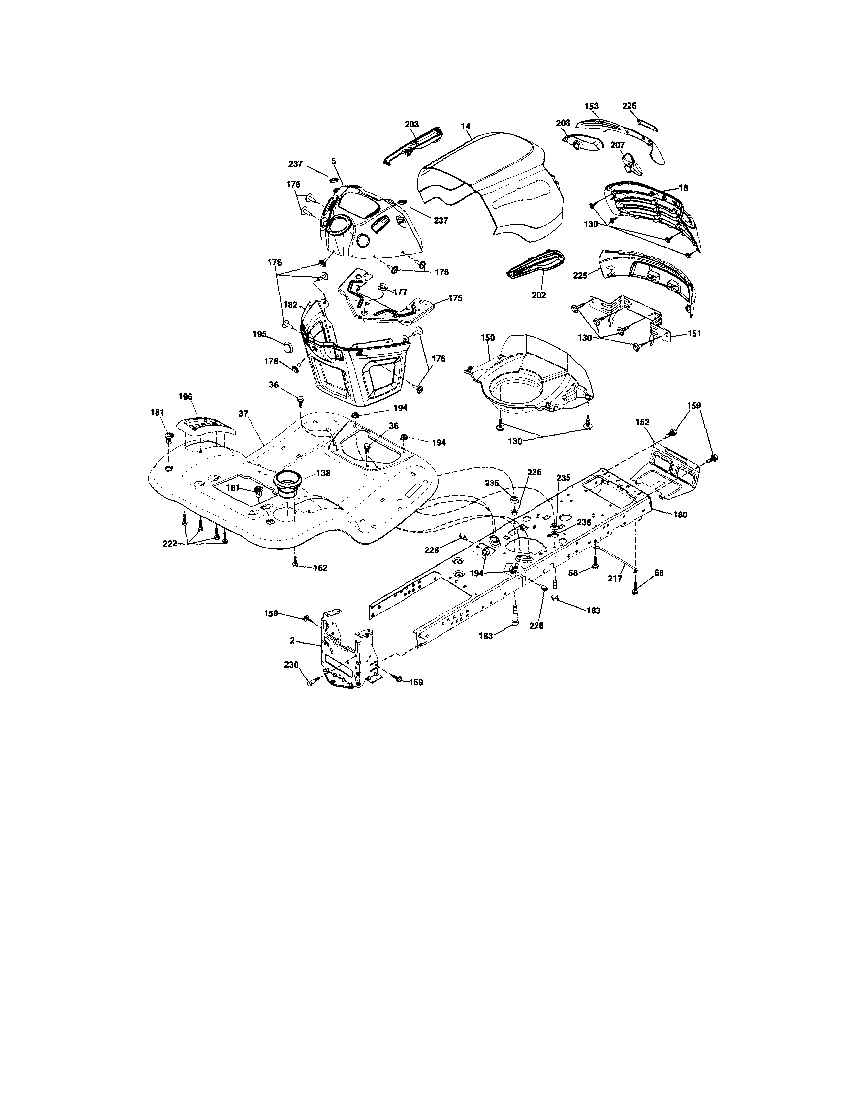 Chassis And Enclosures Diagram and Parts List for 917286340  Craftsman Lawn Tractor