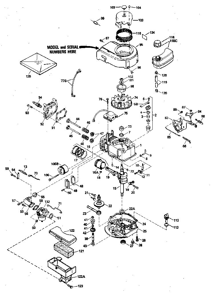 Replacement Parts Diagram and Parts List for 143391022  Craftsman Engine