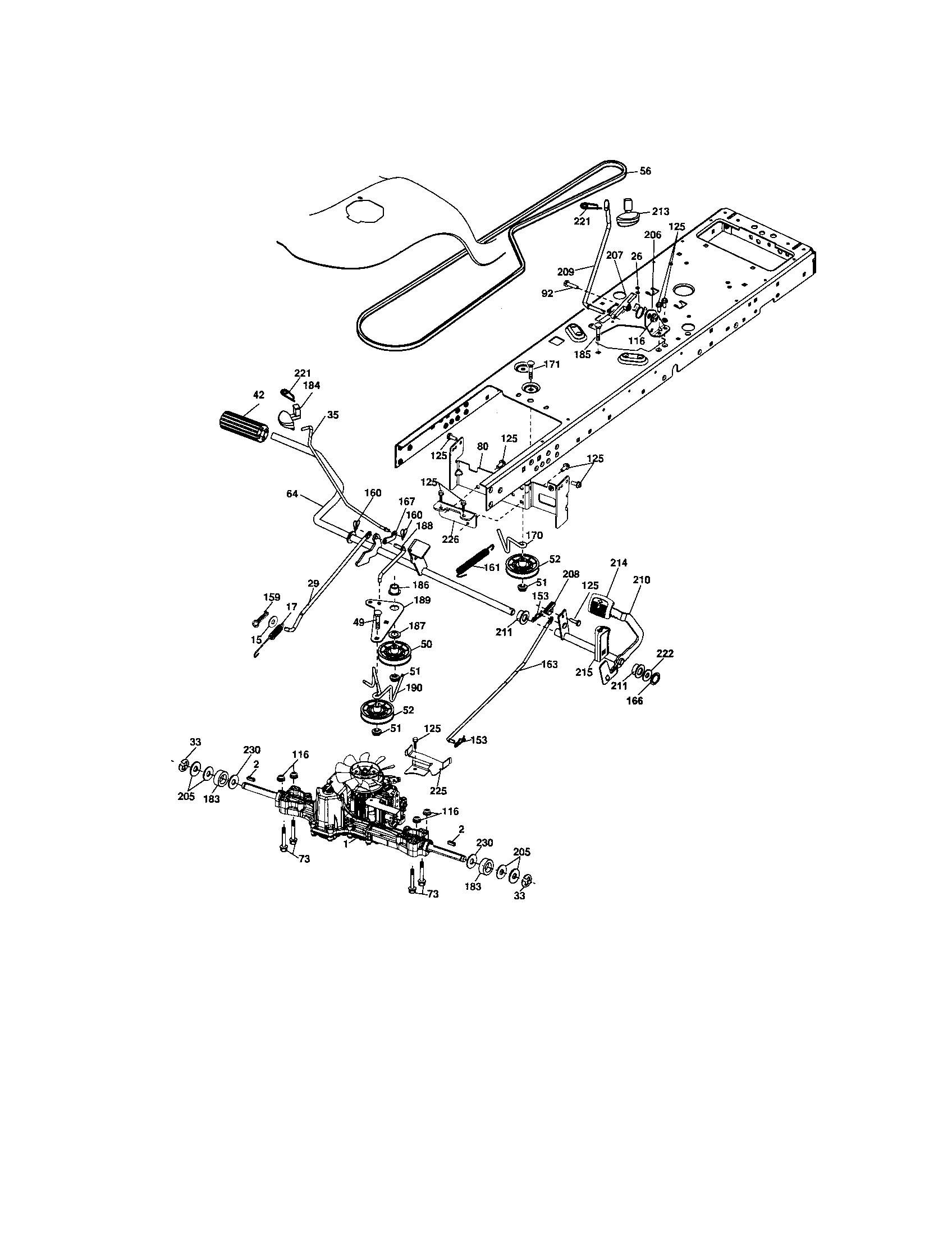 Ground Drive Diagram and Parts List for 917287281  Craftsman Lawn Tractor