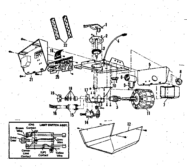 Chassis Assembly Diagram and Parts List for 13953210  Craftsman Garage Door Opener