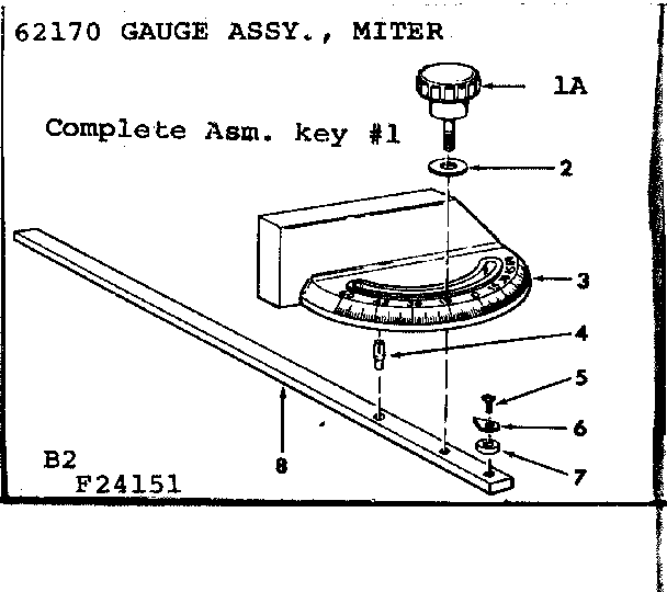 2 In Motorized Table Saw/gauge Assy., Miter Diagram and Parts List for 113241510  Craftsman Table Saw