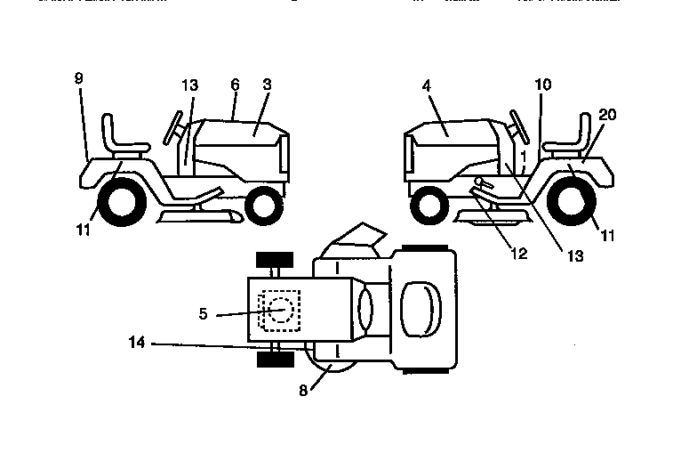 Decals Diagram and Parts List for 917270631  Craftsman Lawn Tractor