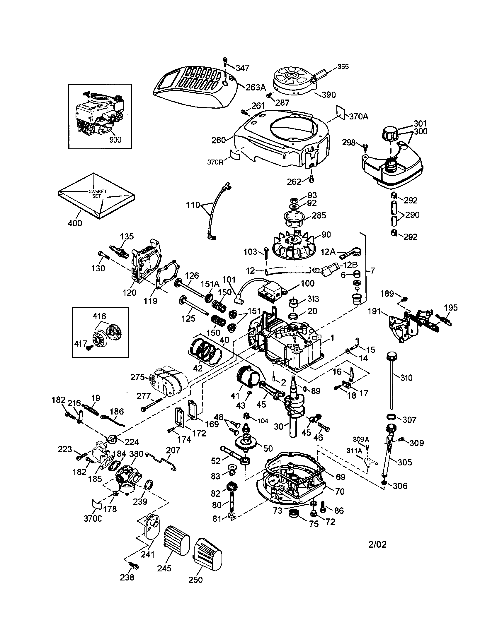 Engine Diagram and Parts List for 143016712  Craftsman Engine