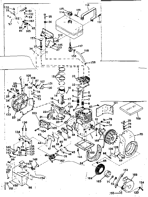 Basic Engine Diagram and Parts List for 143576032  Craftsman Engine
