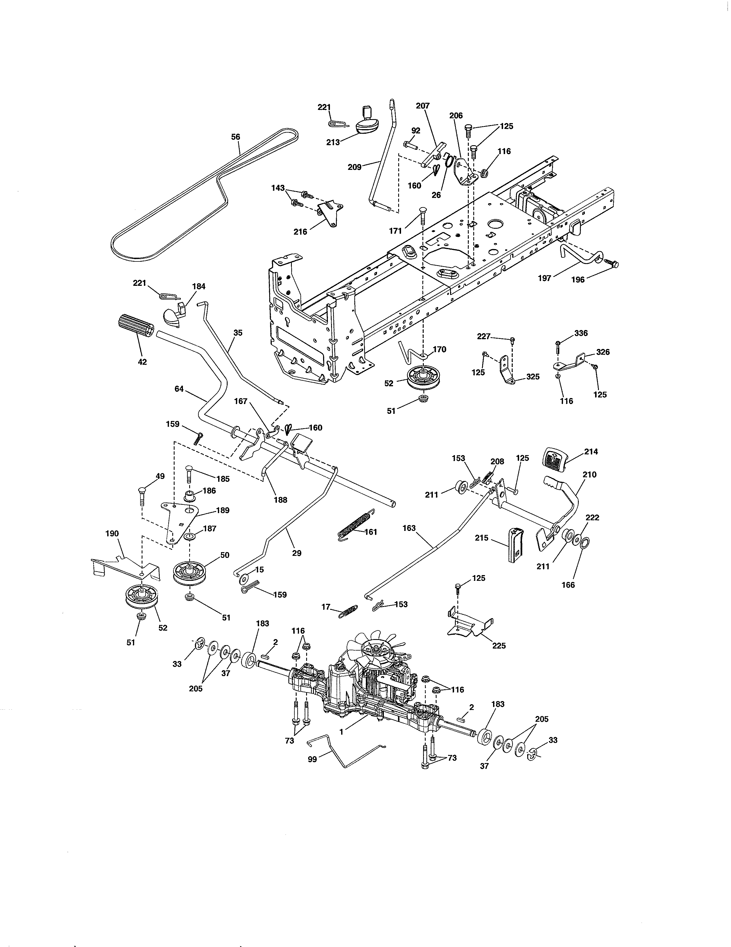 Ground Drive Diagram and Parts List for 917991390  Craftsman Lawn Tractor