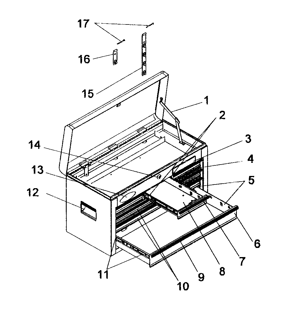 Chest Diagram and Parts List for 706877350  Craftsman Tool Stand & Cart
