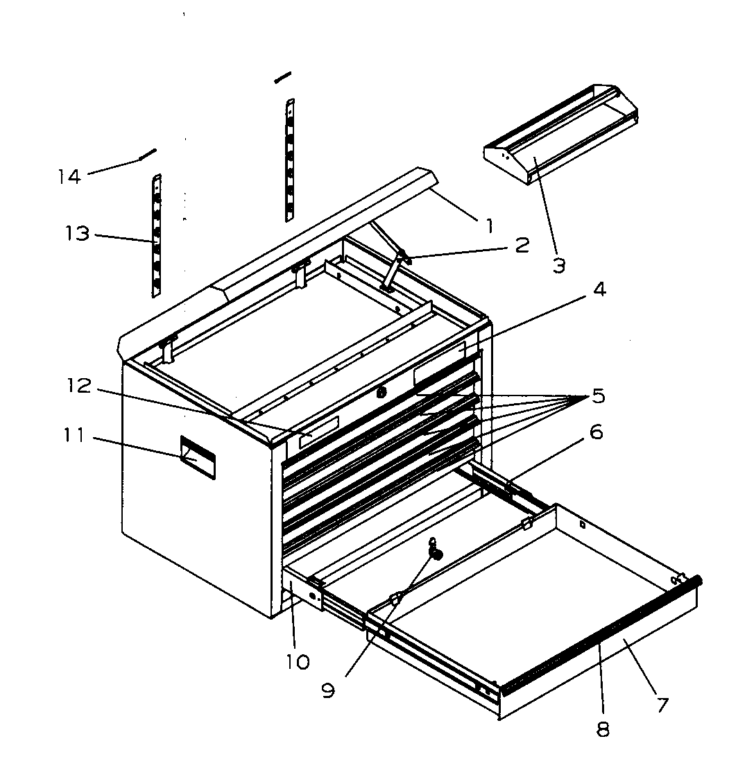 Chest Diagram and Parts List for 706597182  Craftsman Tool Stand & Cart