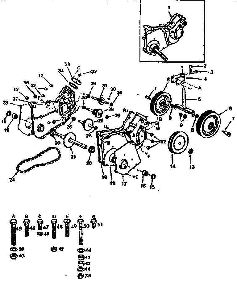 Transmission And Gauge Wheels Diagram and Parts List for 917252492  Craftsman Tiller