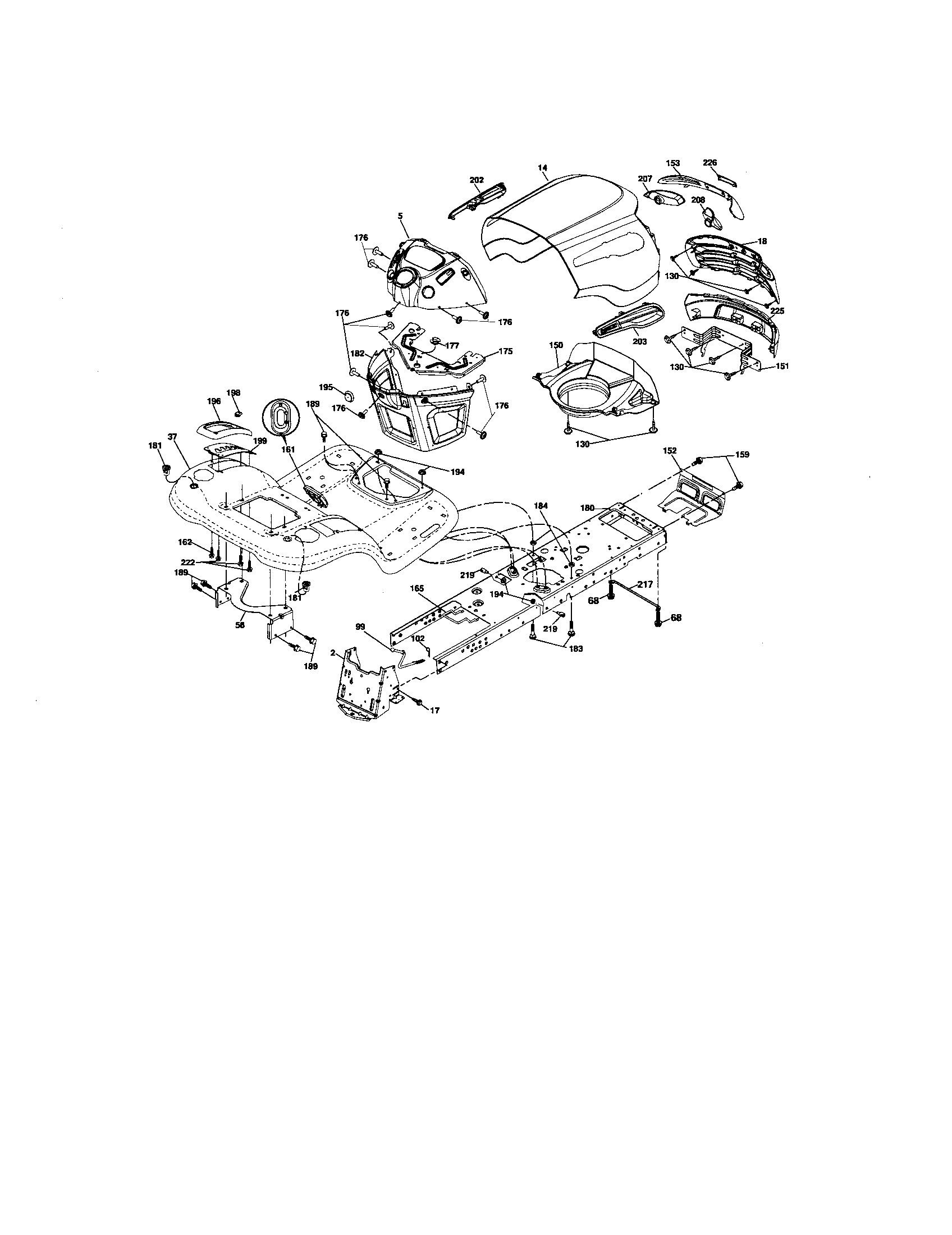 Chassis And Enclosures Diagram and Parts List for 917276881  Craftsman Lawn Tractor