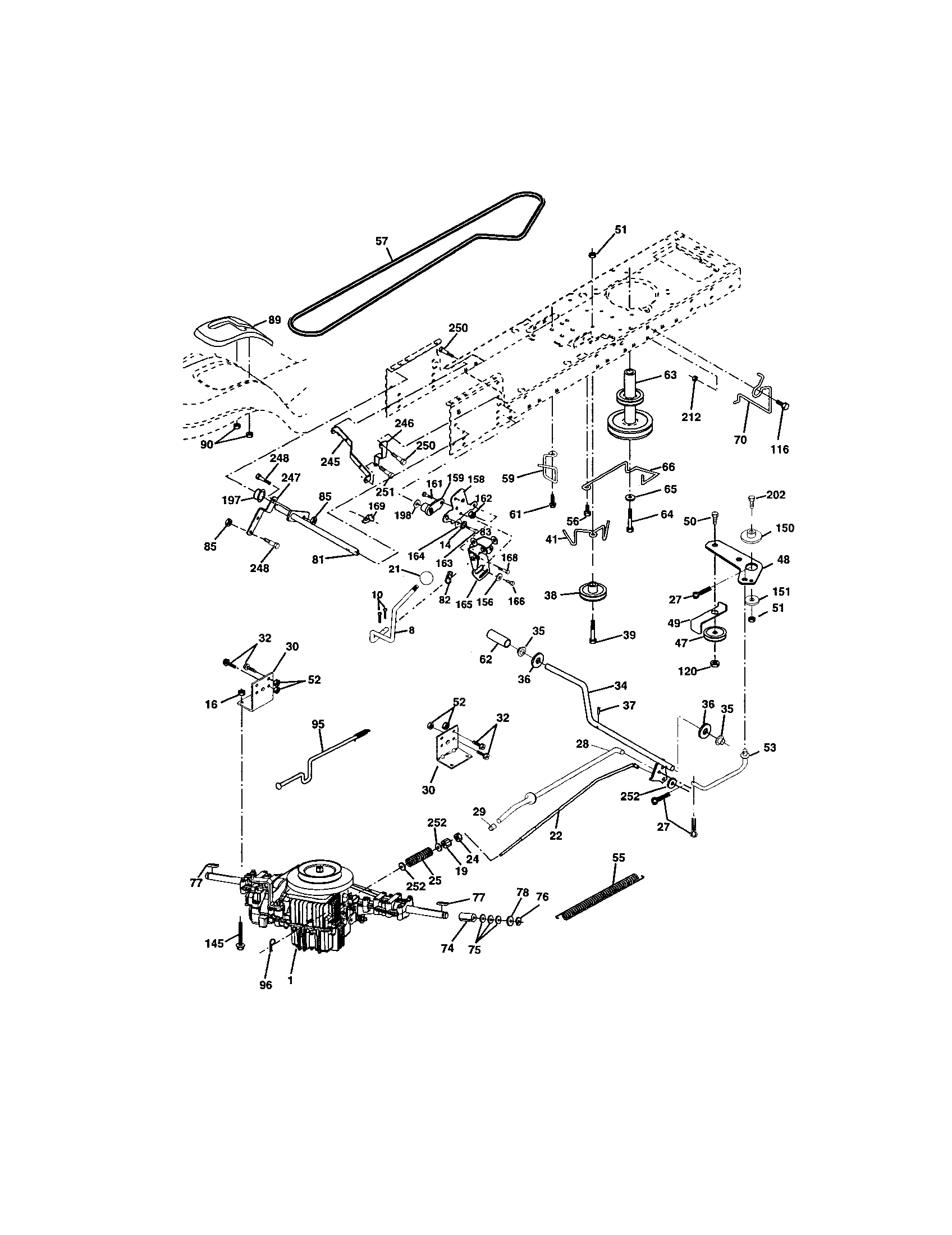 Ground Drive Diagram and Parts List for 917271760  Craftsman Lawn Tractor
