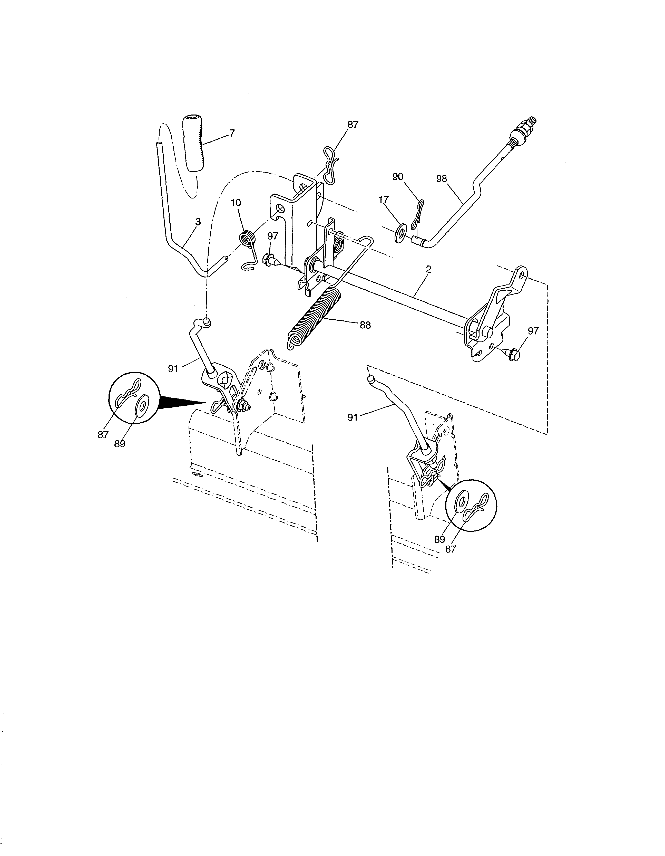 Lift Diagram and Parts List for 917250841  Craftsman Lawn Tractor