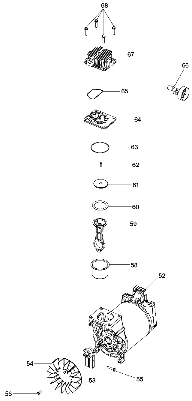 PUMP Diagram and Parts List for 919-16523 Type 1 Craftsman Compressor