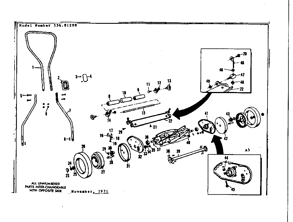 Unit Parts Diagram and Parts List for 53681298  Craftsman Lawn Mower