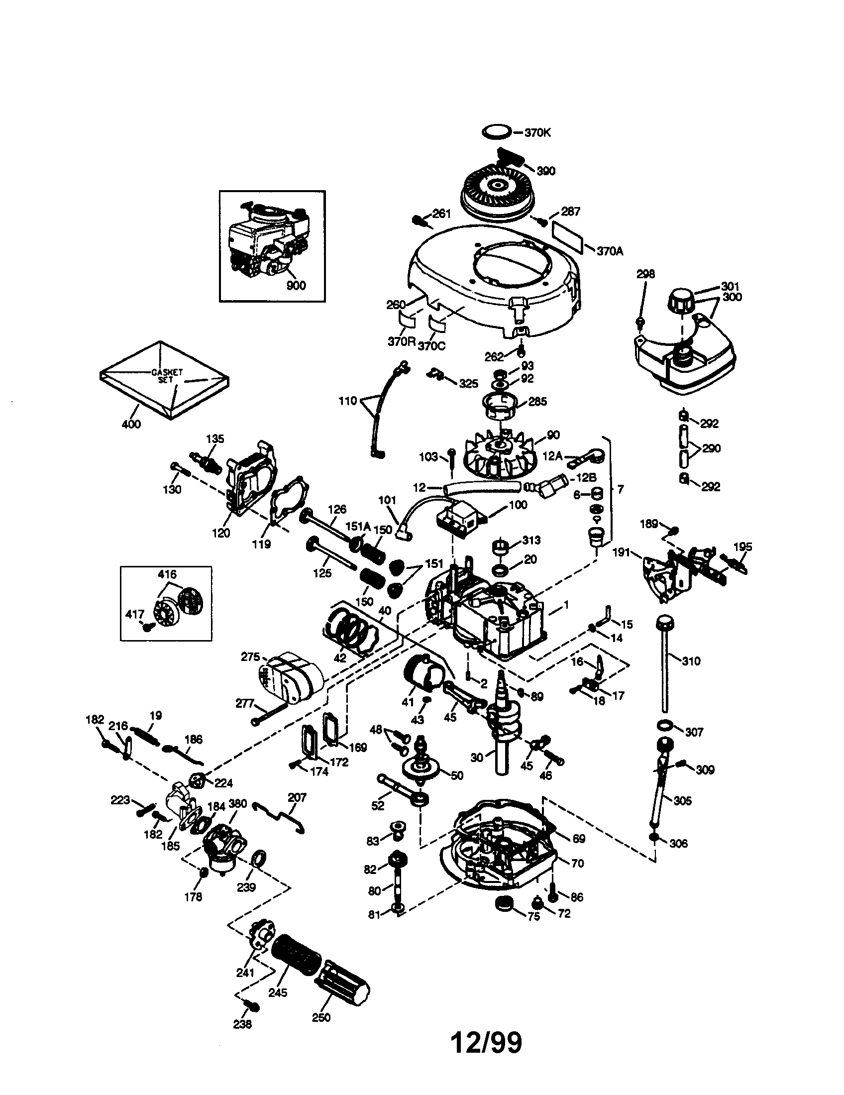 Engine Diagram and Parts List for 143004504  Craftsman Engine