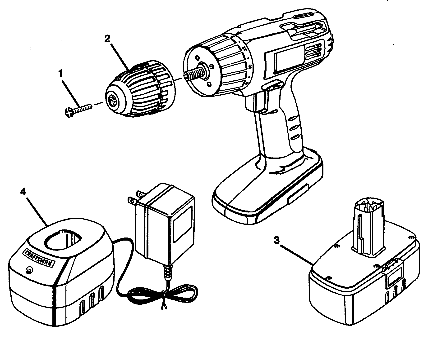 Drill Parts 1 Diagram and Parts List for 315113861  Craftsman Boring Machine