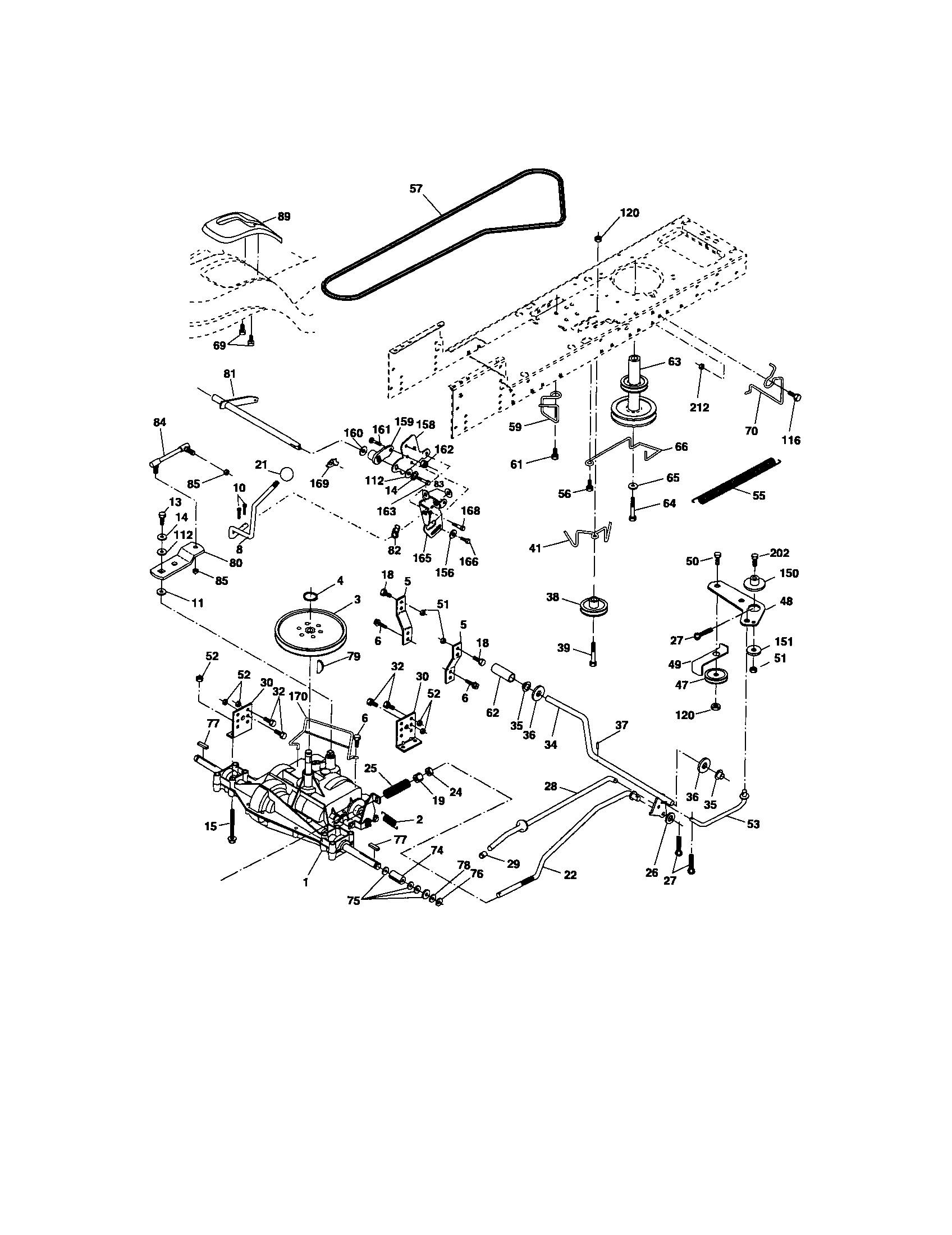 Ground Drive Diagram and Parts List for 917274351  Craftsman Lawn Tractor