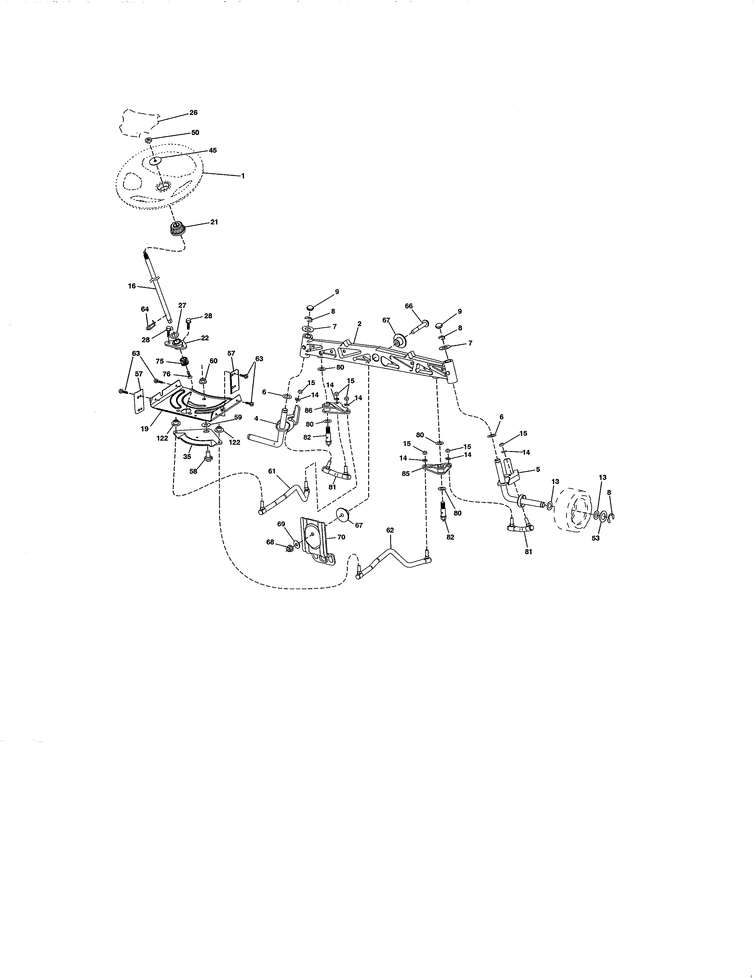 Steering Diagram and Parts List for 917203861  Craftsman Lawn Tractor