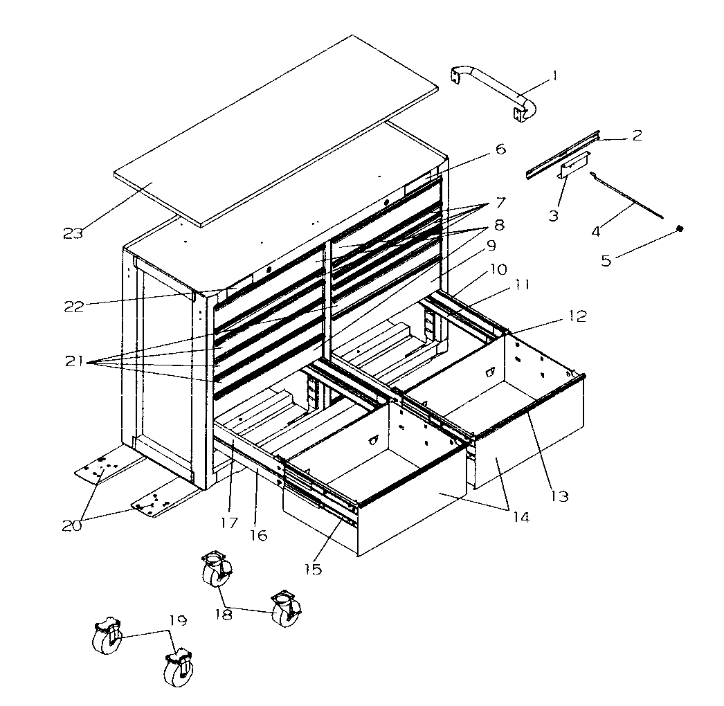 Cabinet Assy Diagram and Parts List for 706824980  Craftsman Tool Stand & Cart