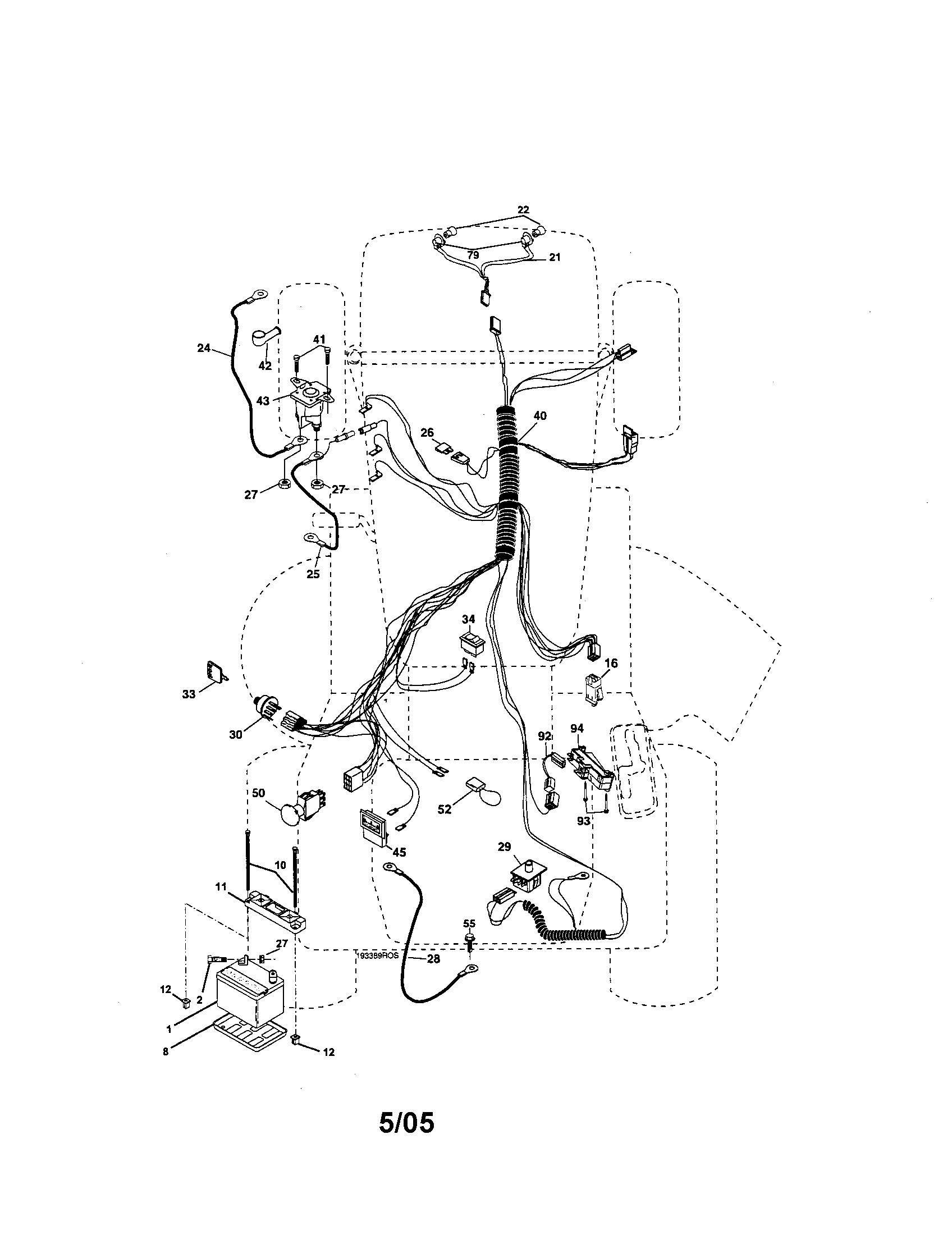 Electrical Diagram and Parts List for 917274641  Craftsman Lawn Tractor