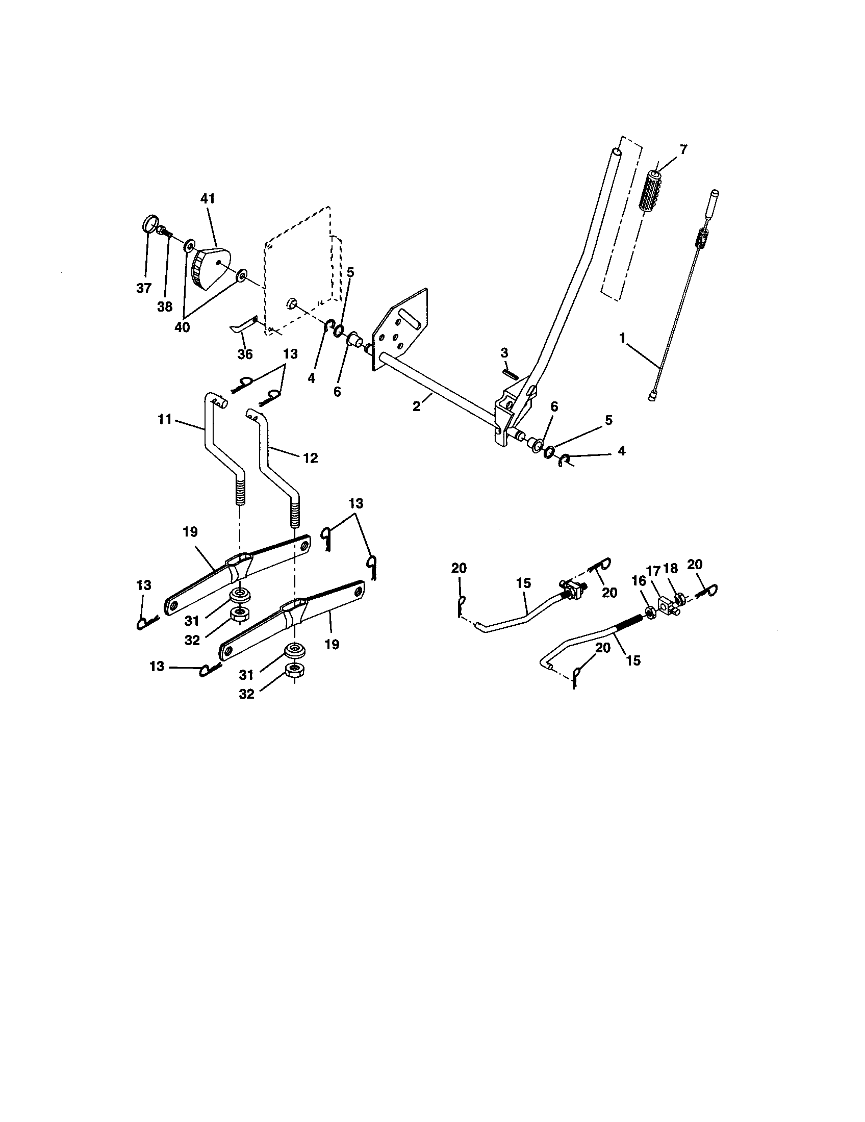 Lift Assembly Diagram and Parts List for 917273591  Craftsman Lawn Tractor
