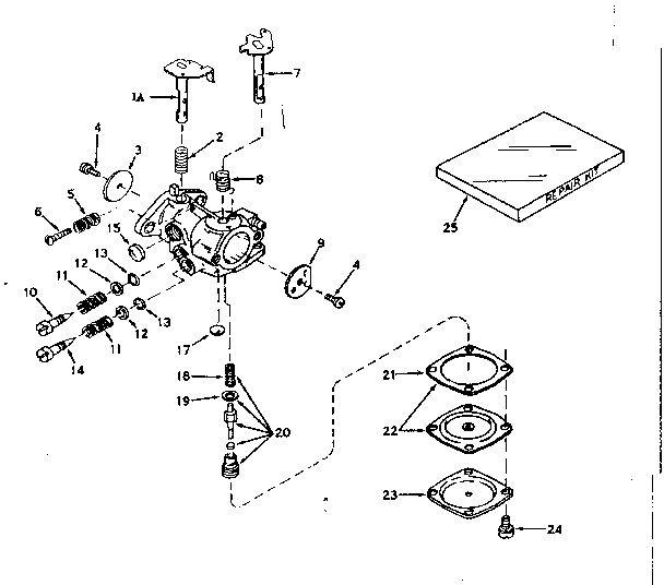 Carburetor No. 630986 Diagram and Parts List for 143161232  Craftsman Engine