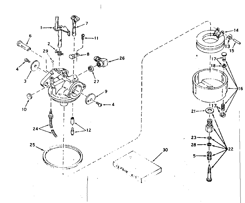 Carburetor Diagram and Parts List for 143171272  Craftsman Engine