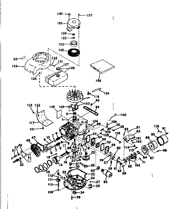 Basic Engine Diagram and Parts List for 143167012  Craftsman Engine