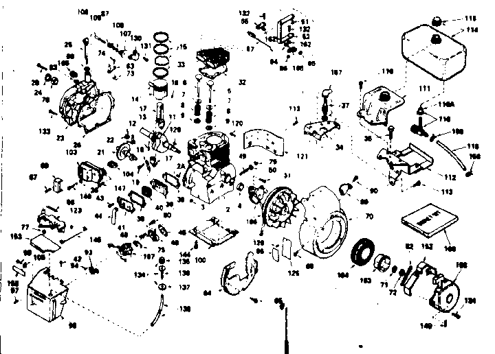 Basic Engine Diagram and Parts List for 143636032  Craftsman Engine