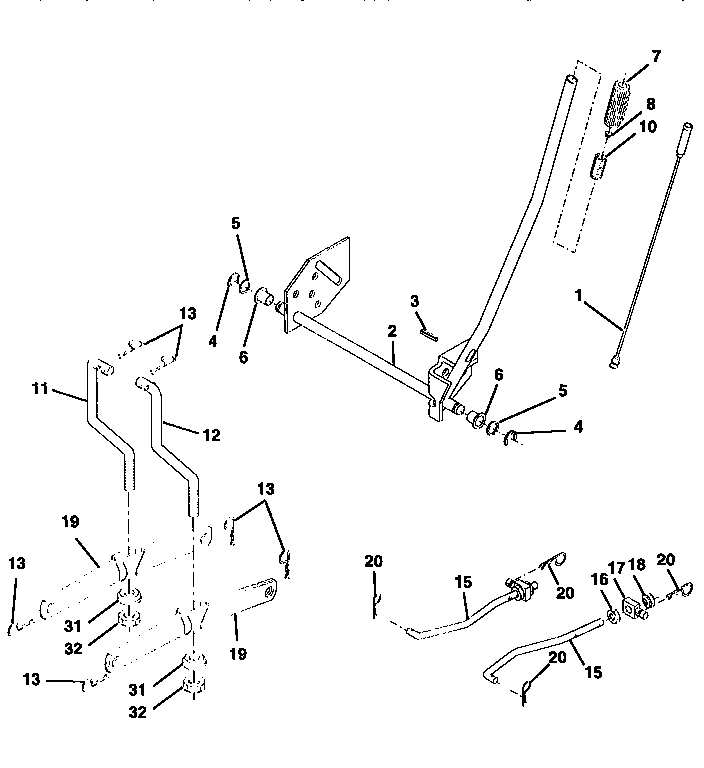 Lift Diagram and Parts List for 917258070  Craftsman Lawn Tractor