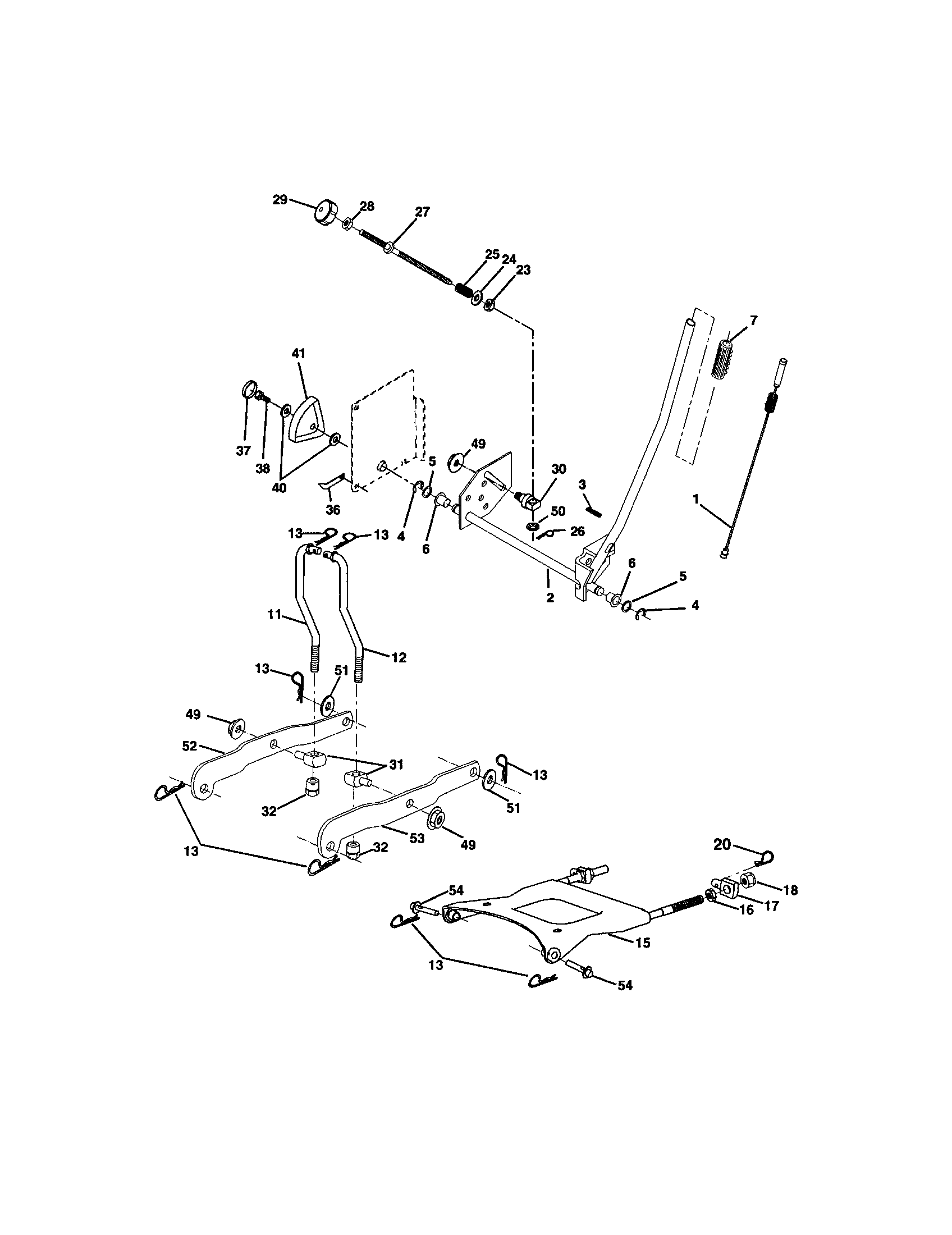 Lift Assembly Diagram and Parts List for 917272263  Craftsman Lawn Tractor