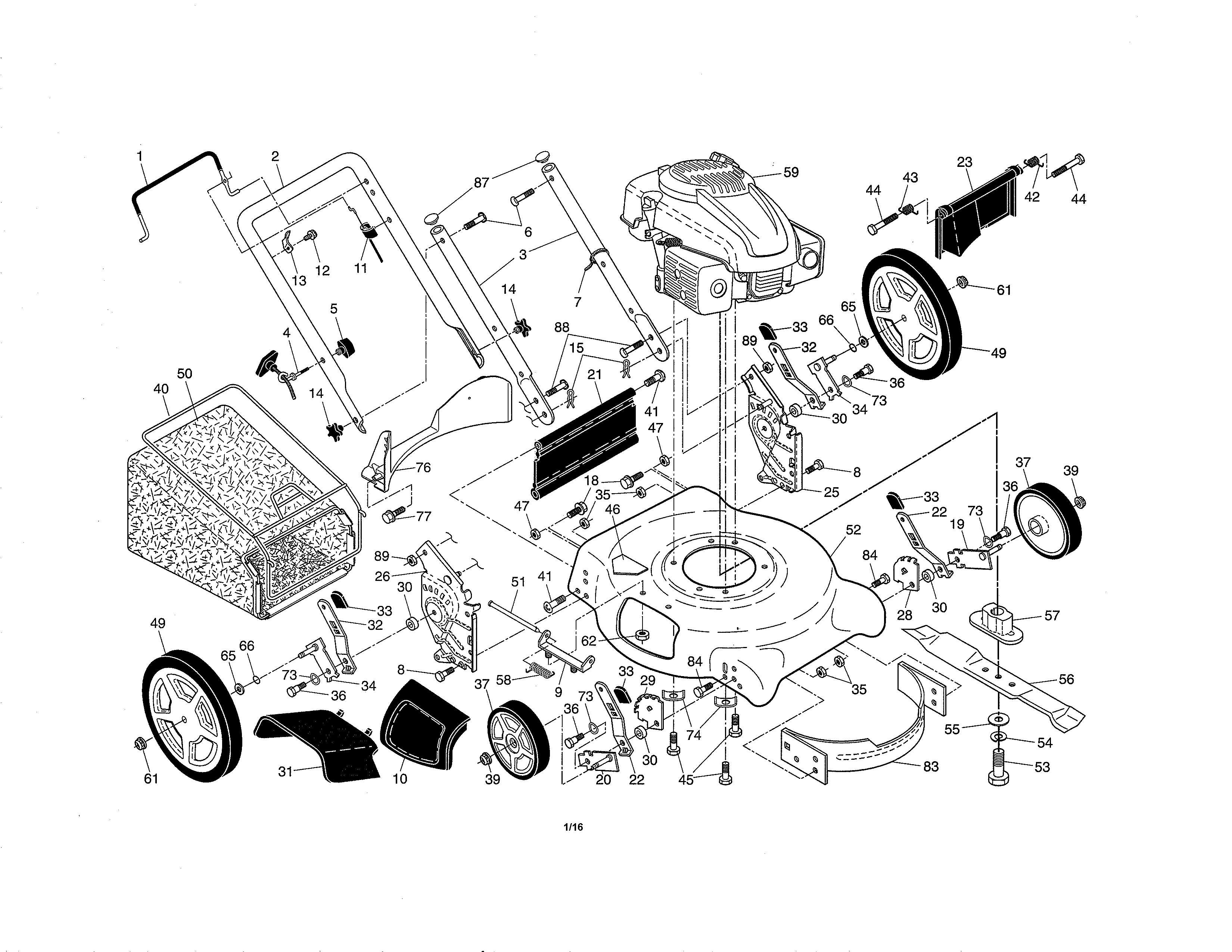 Lawn Mower Diagram and Parts List for 917374381  Craftsman Lawn Mower