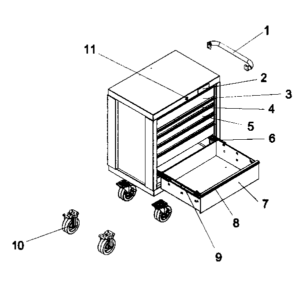 Toolbox Diagram and Parts List for 706596330  Craftsman Tool Stand & Cart