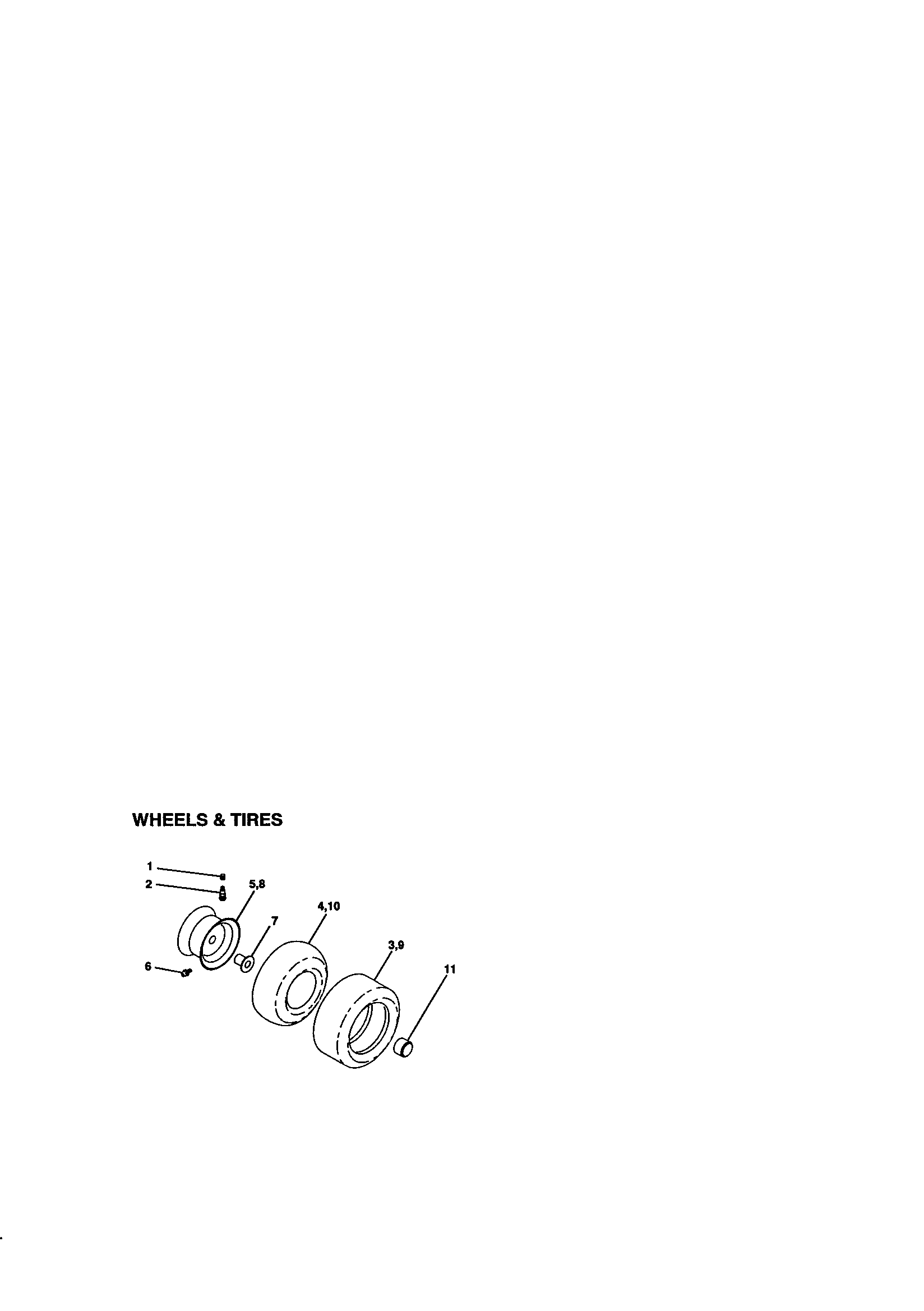 Wheels And Tires Diagram and Parts List for 917271012  Craftsman Lawn Tractor